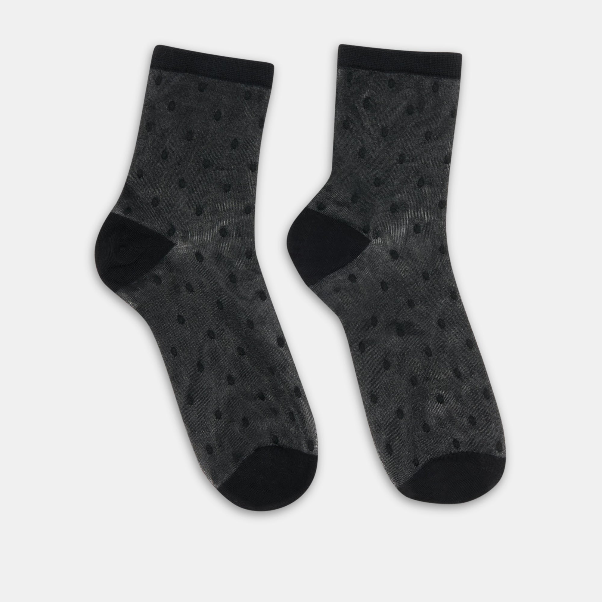 SHEER POLKA DOT ANKLET SOCKS BLACK
