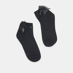 BOW ANKLET SOCKS BLACK