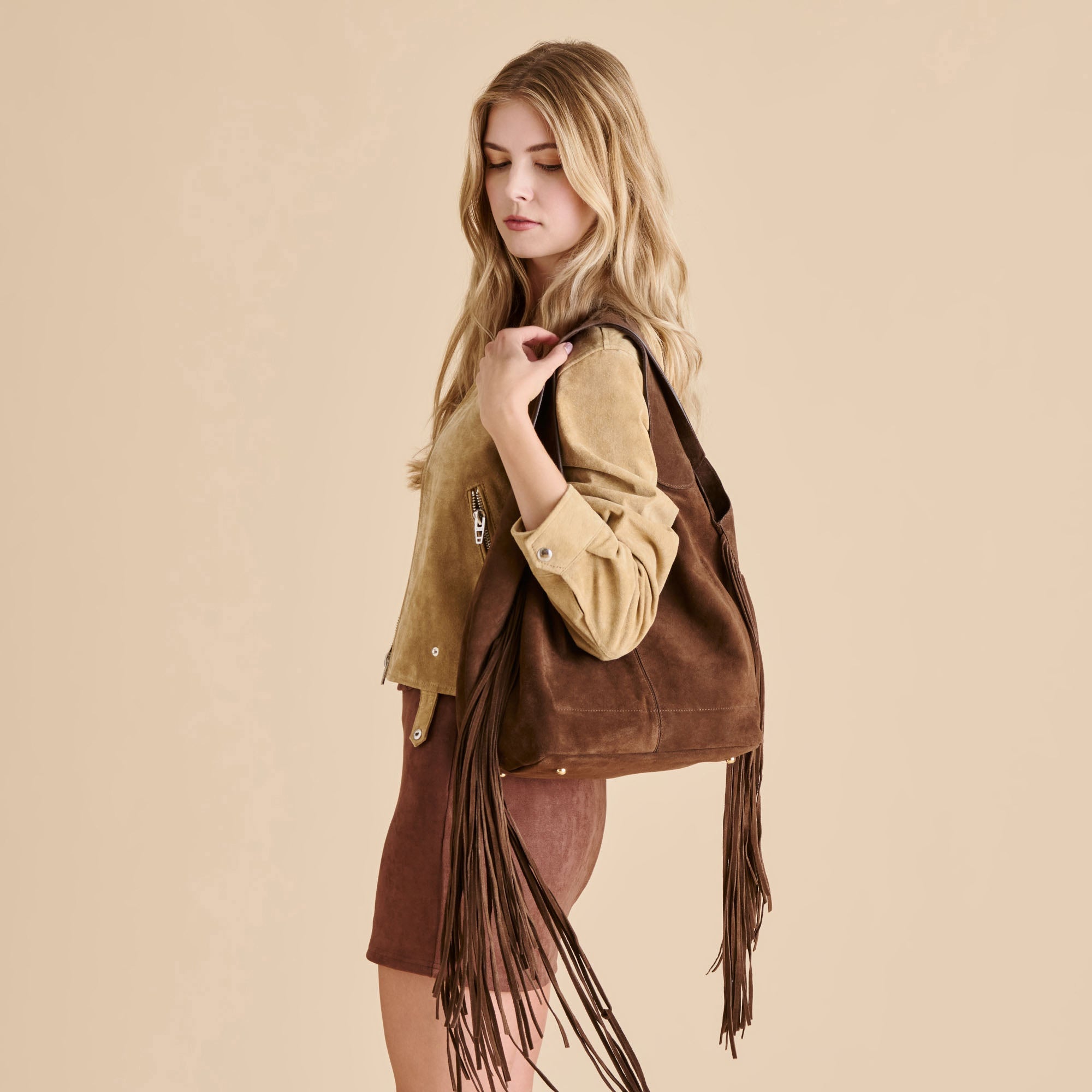 NAKOMA SHOULDER BAG CHOCOLATE SUEDE