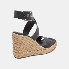 ALDONA WEDGES BLACK LEATHER - re:vita