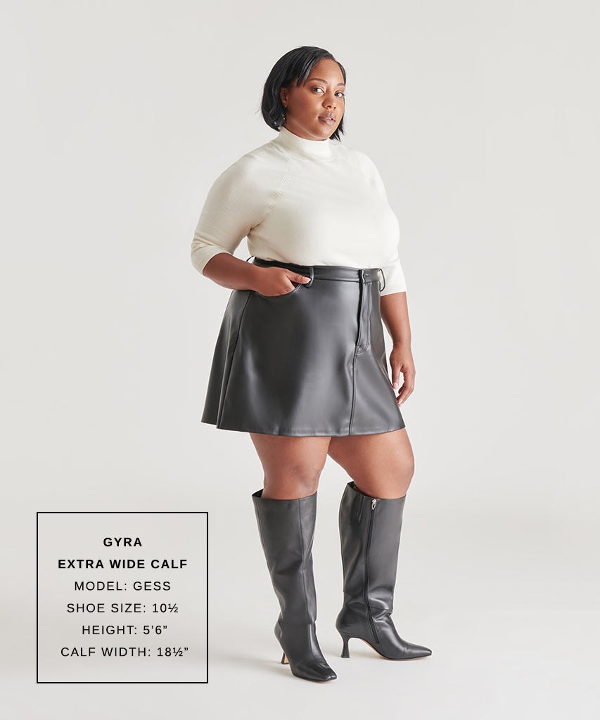 GYRA EXTRA WIDE CALF BOOTS BLACK LEATHER - re:vita