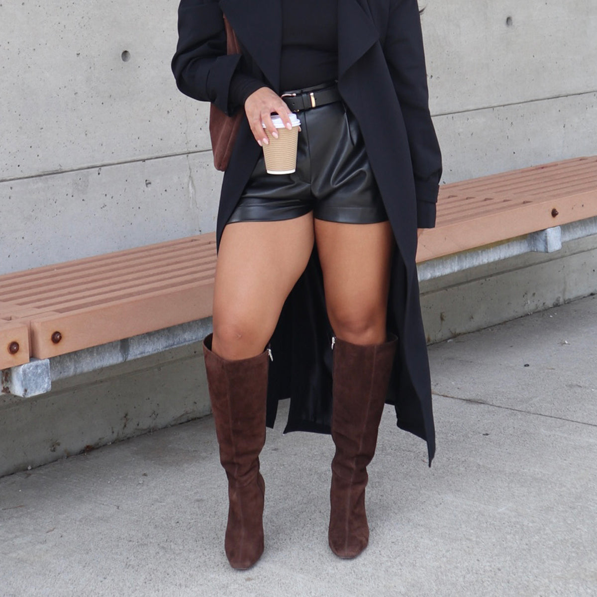 GYRA WIDE CALF BOOTS DK BROWN SUEDE