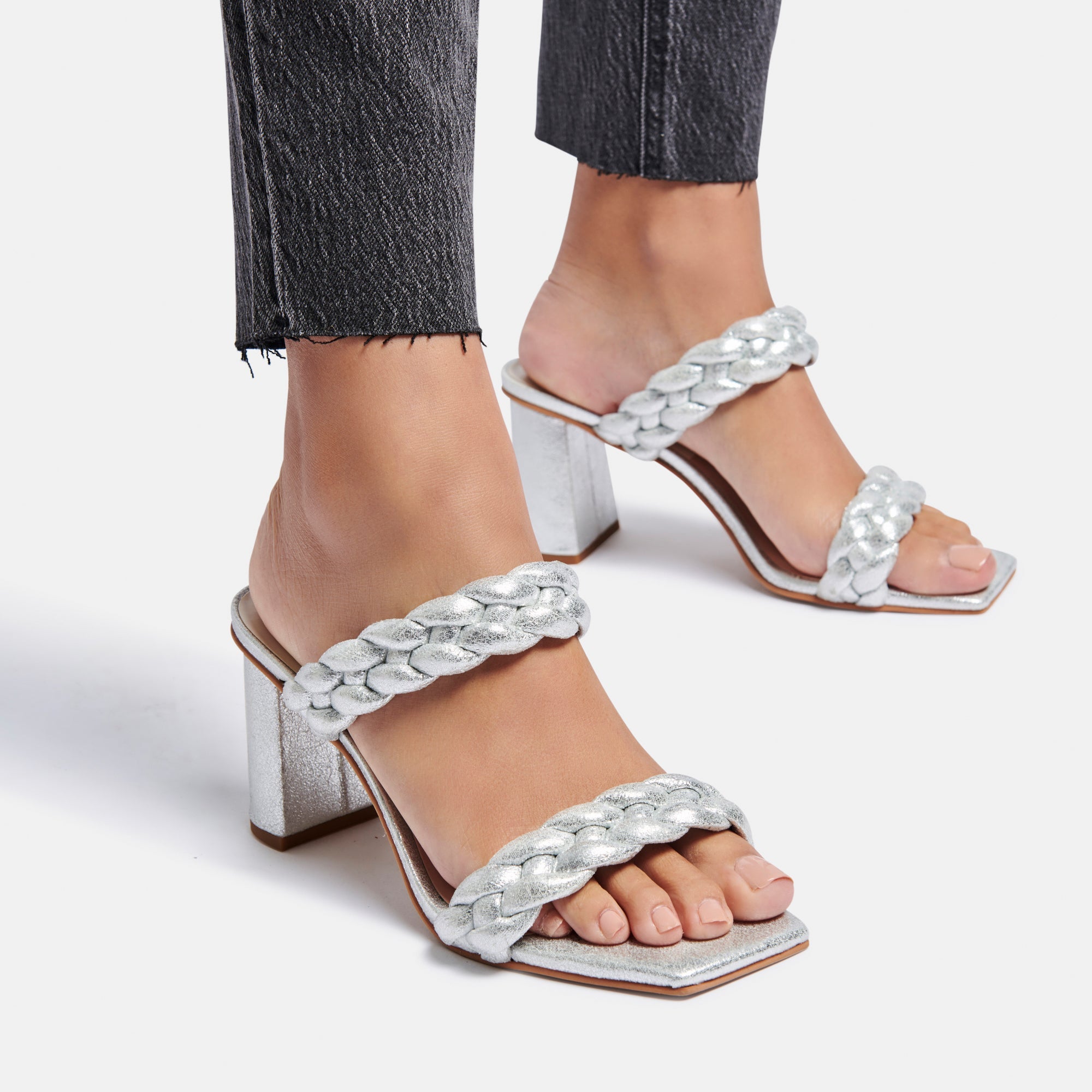 PAILY HEELS SILVER METALLIC STELLA SUEDE - re:vita