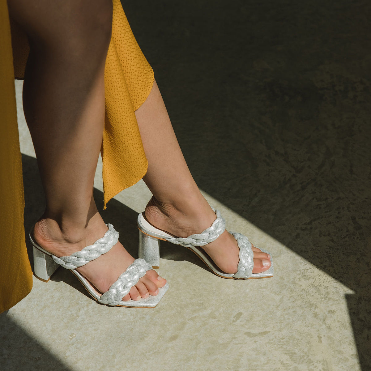 PAILY HEELS SILVER METALLIC STELLA SUEDE - re:vita