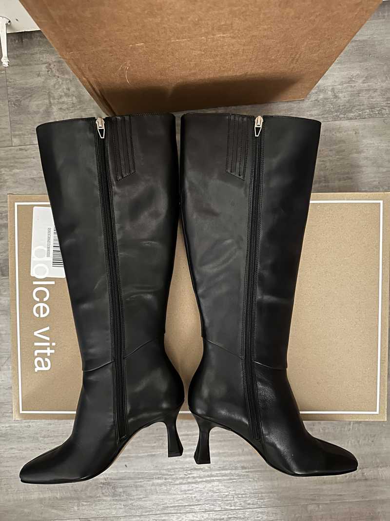 GYRA WIDE CALF BOOTS BLACK LEATHER - re:vita