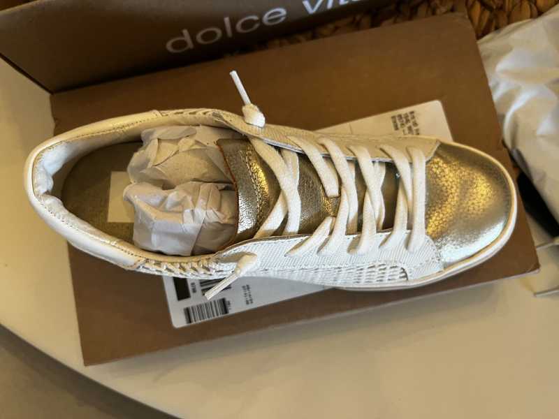 ZINA SNEAKERS BONE GOLD WOVEN - re:vita